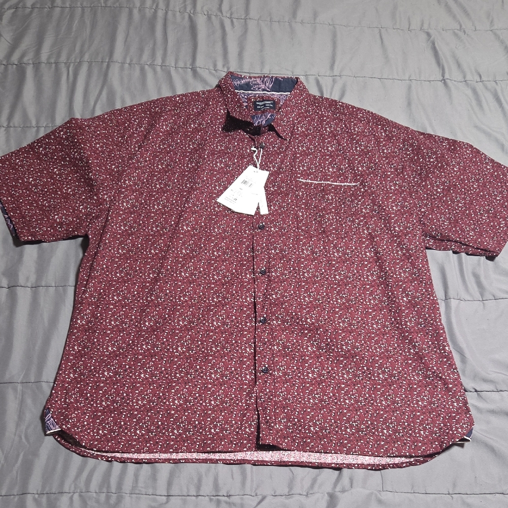 Men's Maroon Patterned Casual Big & Tall Shirt